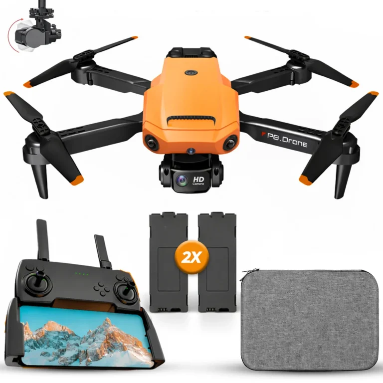 SefSay P8 drone in oranje met afstandsbediening, twee accu's en opbergtas